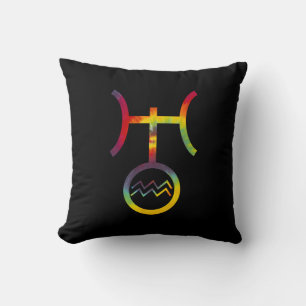Aquarius Uranus Planetary Symbol Tie Dye Cushion