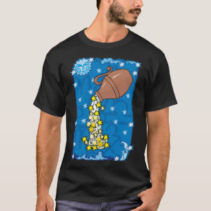 Aquarius Vase pouring water stars in the night sky T-Shirt