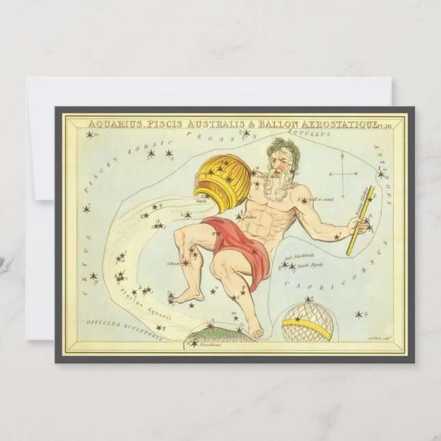 Aquarius, Vintage Constellation, Urania's Mirror Invitation (Front)