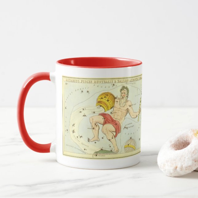 Aquarius, Vintage Constellation, Urania's Mirror Mug (With Donut)