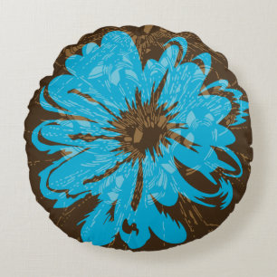 Aquarius Vintage Psychedelic Floral Reversible Round Cushion