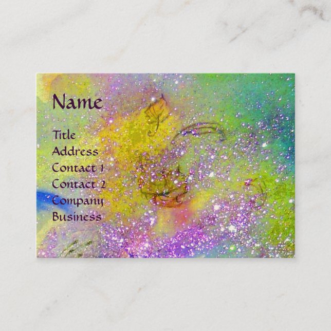 AQUARIUS ,violet purple,green,yellow gold sparkles Business Card (Front)