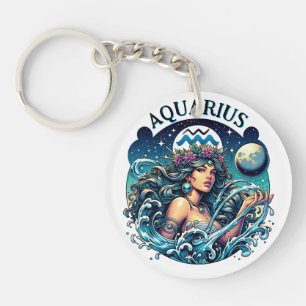 Aquarius Water Bearer Beautiful Woman Astrology  Key Ring