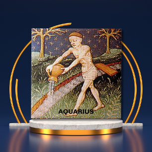 Aquarius Water Bearer Zodiac Sign Birthday Party Ceramic Tile