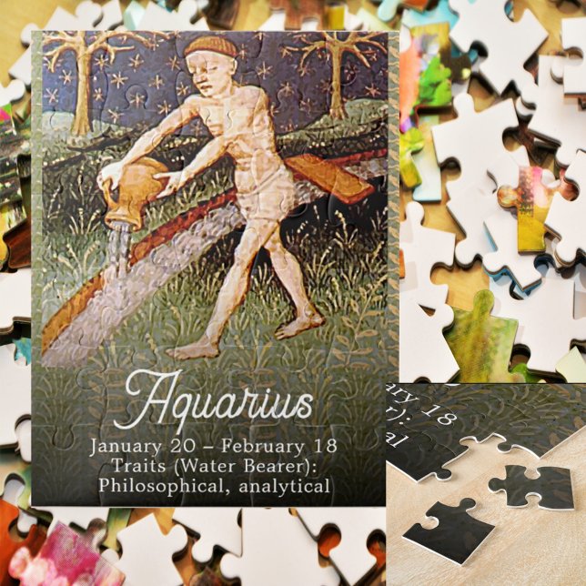 Aquarius Water Bearer Zodiac Sign Birthday Party Jigsaw Puzzle (Creator Uploaded)