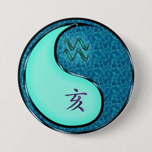 Aquarius & Water Boar 7.5 Cm Round Badge