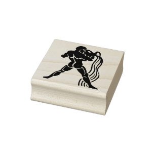 aquarius water carrier zodiac art stamp