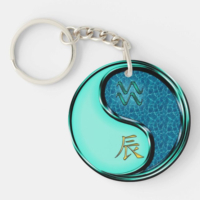 Aquarius & Water Dragon Key Ring (Front)