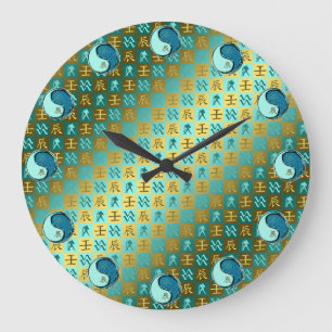 Aquarius & Water Dragon Large Clock