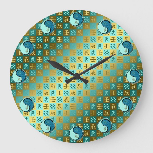Aquarius & Water Dragon Large Clock (Front)