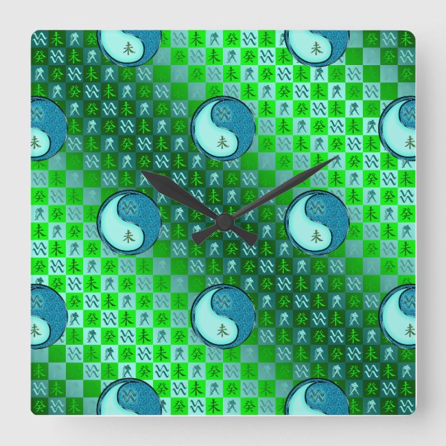 Aquarius & Water Goat Square Wall Clock (Front)