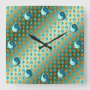 Aquarius & Water Rat Square Wall Clock