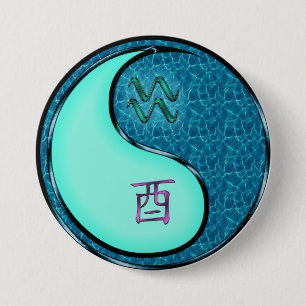 Aquarius & Water Rooster 7.5 Cm Round Badge