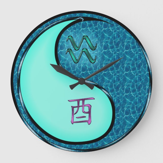 Aquarius & Water Rooster Large Clock (Front)