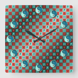 Aquarius & Water Tiger Square Wall Clock