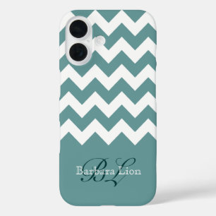 aquarius white chevron on blue iPhone 16 case