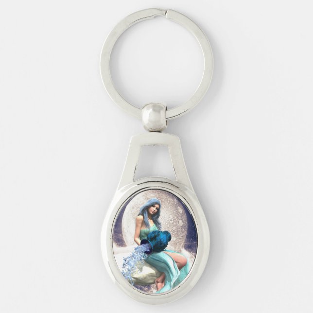 Aquarius – Woman Pouring Water From a Jug Key Ring (Front)
