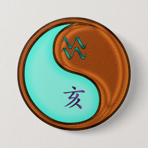 Aquarius & Wood Boar 7.5 Cm Round Badge