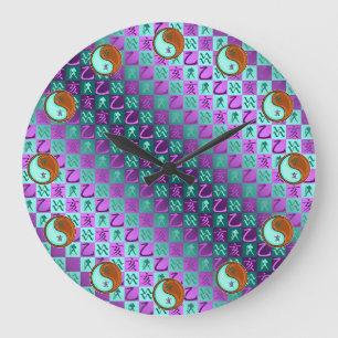 Aquarius & Wood Boar Large Clock
