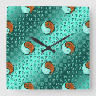 Aquarius & Wood Dog Square Wall Clock