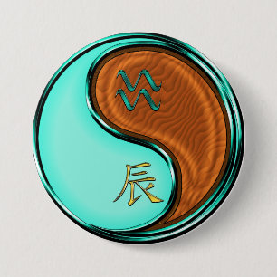Aquarius & Wood Dragon 7.5 Cm Round Badge