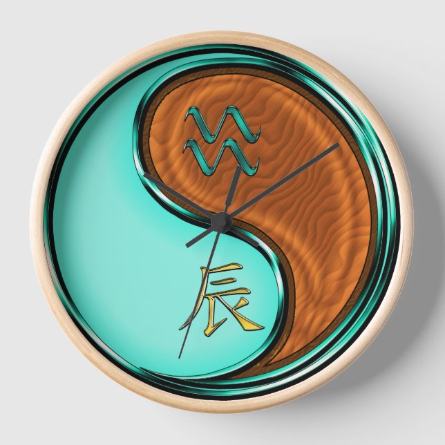 Aquarius & Wood Dragon Clock (Front)