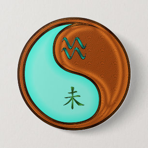 Aquarius & Wood Goat 7.5 Cm Round Badge