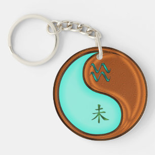 Aquarius & Wood Goat Key Ring
