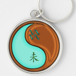 Aquarius & Wood Goat Key Ring