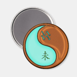 Aquarius & Wood Goat Keychain Magnet