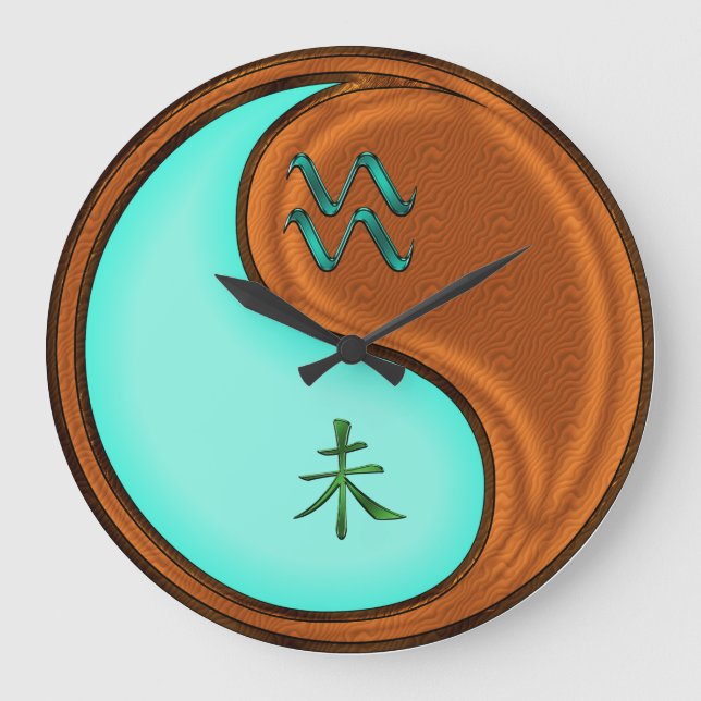 Aquarius & Wood Goat Large Clock (Front)