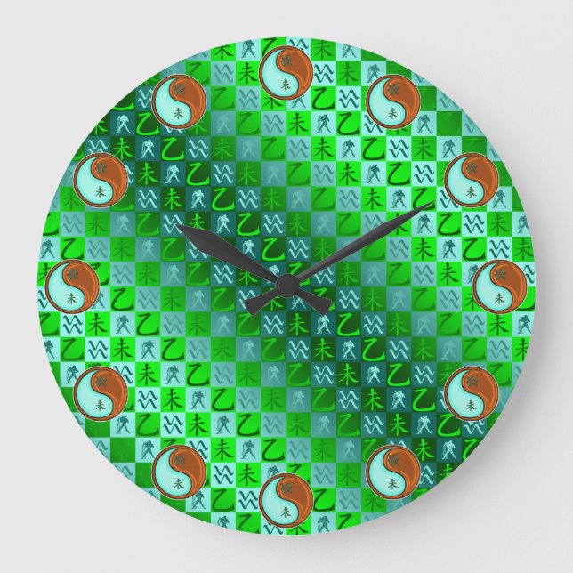 Aquarius & Wood Goat Large Clock (Front)