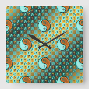 Aquarius & Wood Horse Square Wall Clock