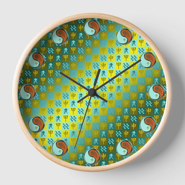 Aquarius & Wood Monkey Clock (Front)