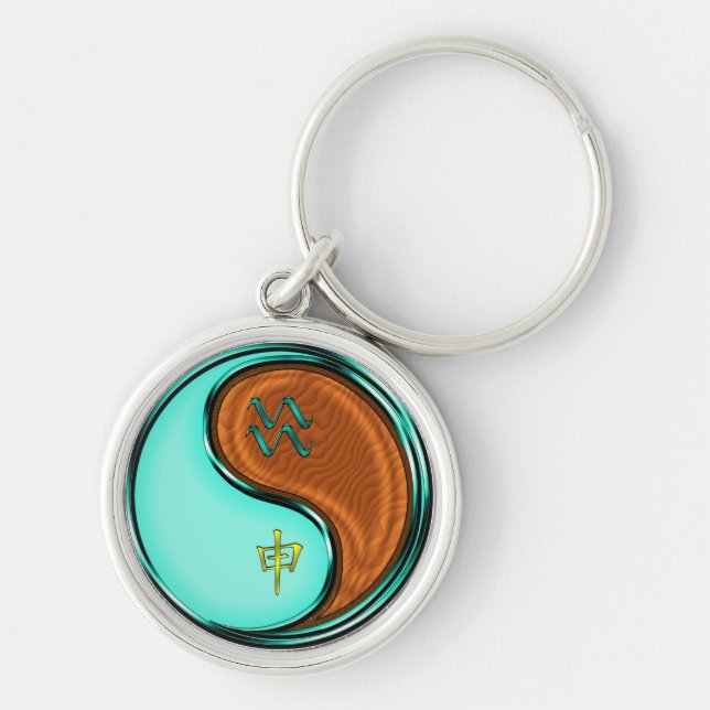 Aquarius & Wood Monkey Key Ring (Front)