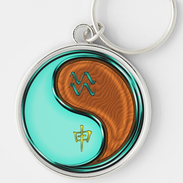Aquarius & Wood Monkey Key Ring (Front)