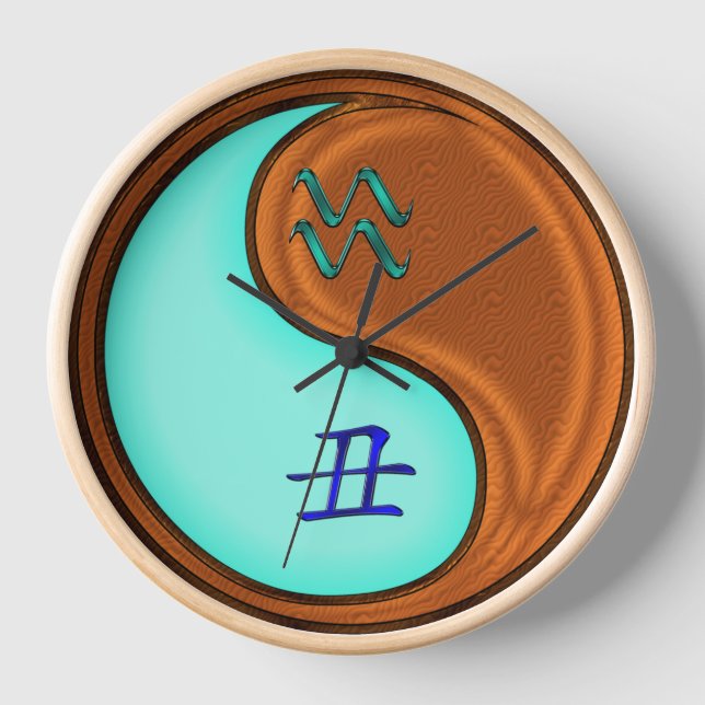Aquarius & Wood Ox Clock (Front)