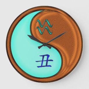 Aquarius & Wood Ox Large Clock