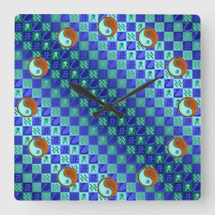 Aquarius & Wood Ox Square Wall Clock
