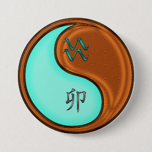 Aquarius & Wood Rabbit 7.5 Cm Round Badge