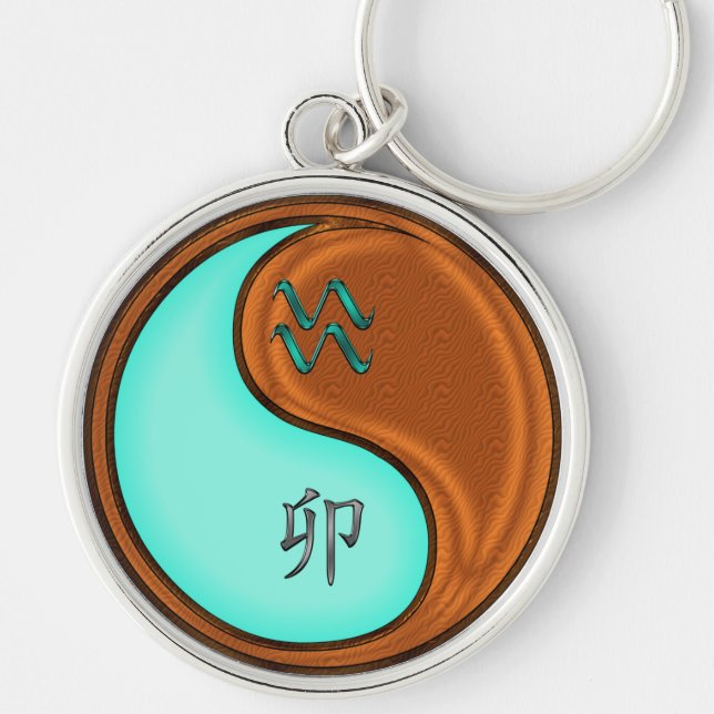 Aquarius & Wood Rabbit Key Ring (Front)