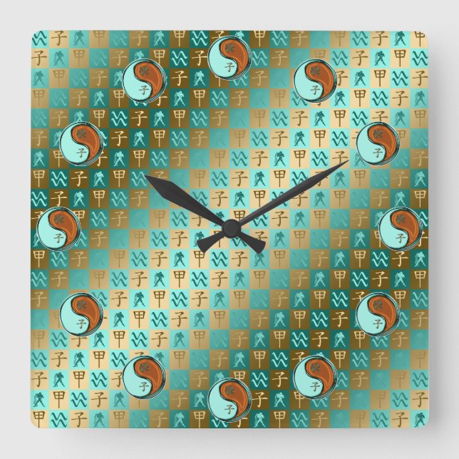 Aquarius & Wood Rat Square Wall Clock (Front)