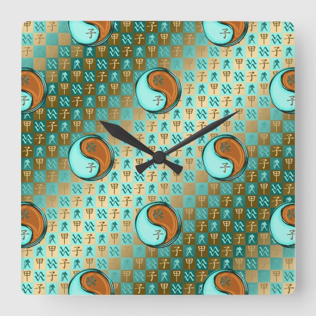 Aquarius & Wood Rat Square Wall Clock (Front)