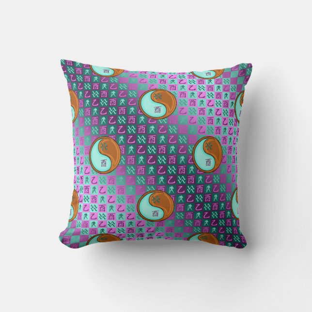 Aquarius & Wood Rooster Cushion (Front)