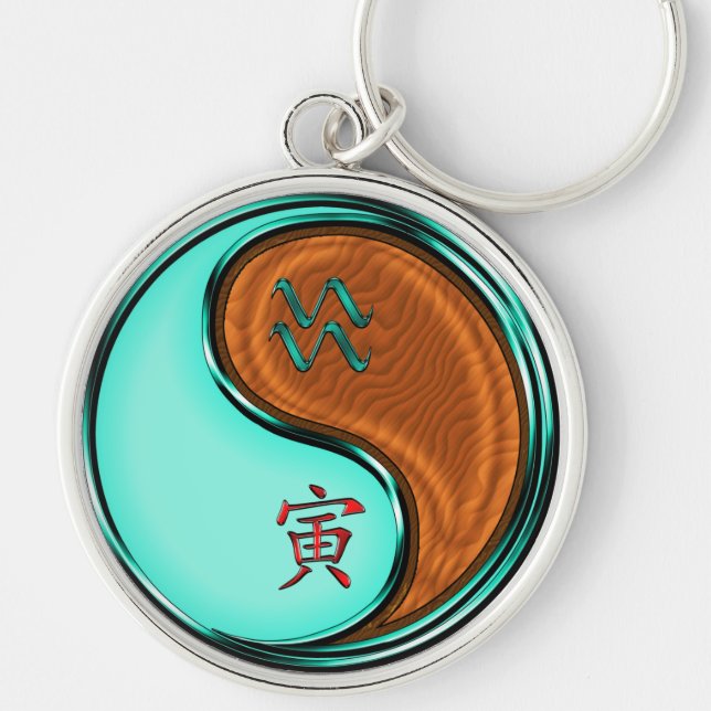 Aquarius & Wood Tiger Key Ring (Front)