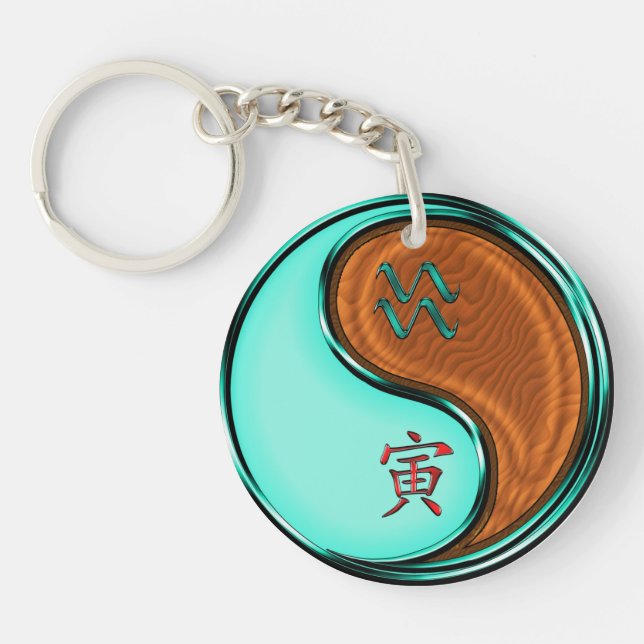 Aquarius & Wood Tiger Key Ring (Front)