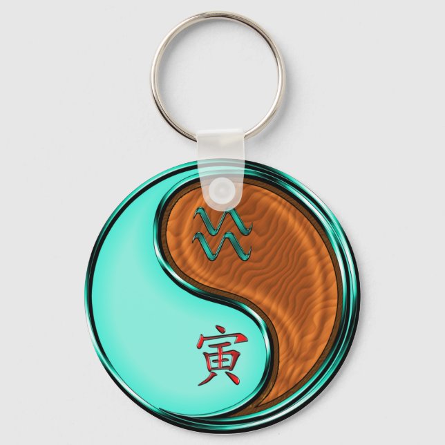 Aquarius & Wood Tiger Key Ring (Front)