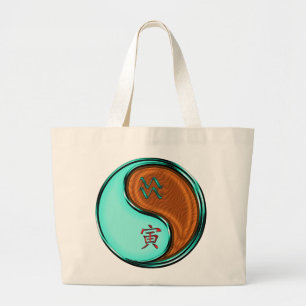 Aquarius & Wood Tiger Large Tote Bag