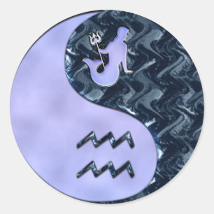 Aquarius Yin Yang Classic Round Sticker