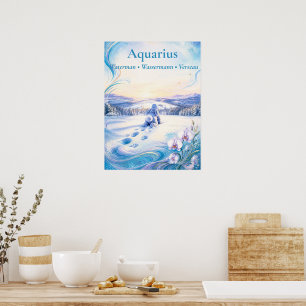 Aquarius Zodiac Art Dreamy Astrology Col. Poster